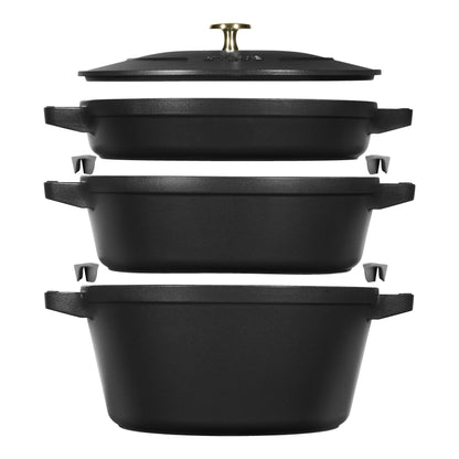 Staub Round Cast Iron 3Pc 24cm Black