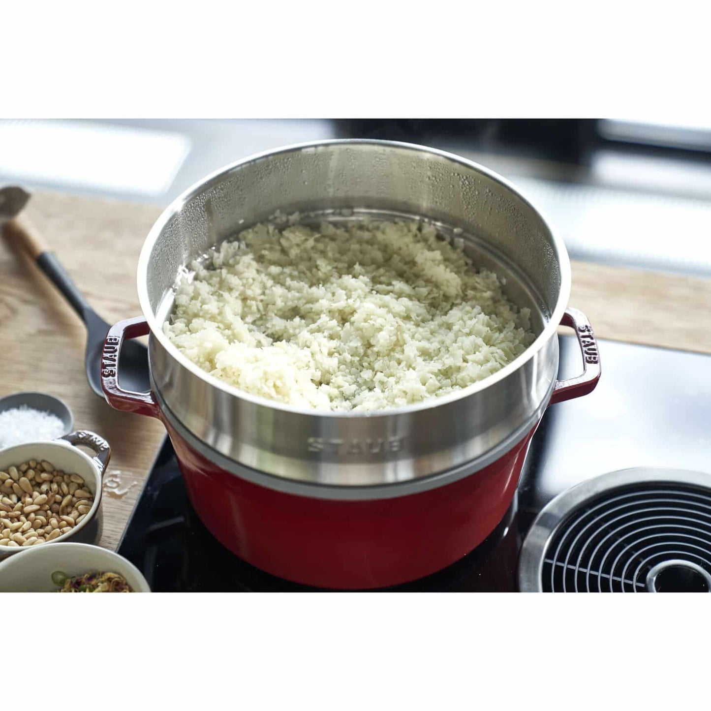 Staub Round Casserole & Steamer 26cm Cherry