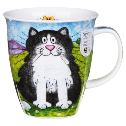 Dunoon Mug Happy Cats Black & White Nevis