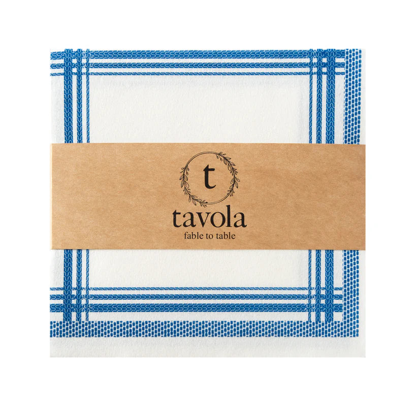 Tavola Stitching Bio Napkins Pack of 25 Blue