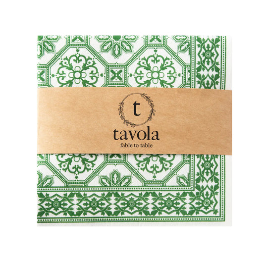 Tavola Tile Bio Napkins Pack of 25 Green