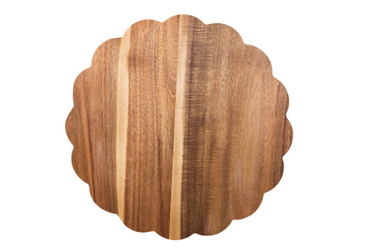 Wooden Round Board Scalloped Edge 36.5x1.5cm