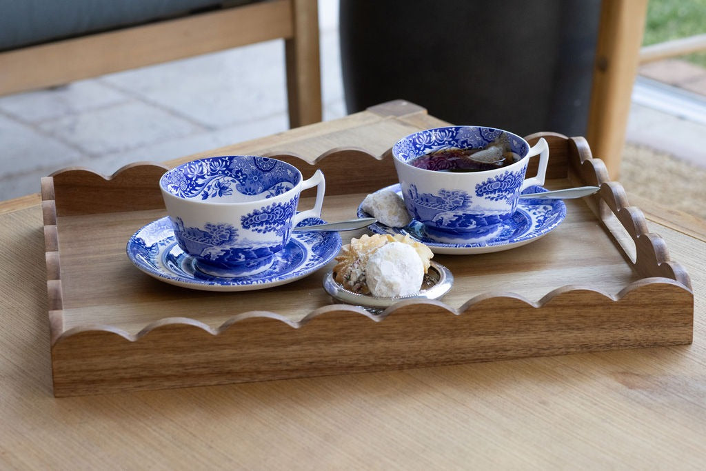 Wooden Tray Scalloped Edge 45x34x5cm