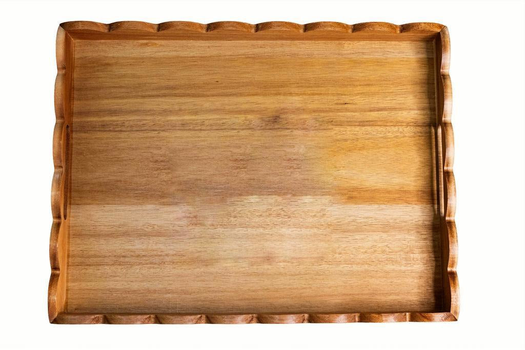 Wooden Tray Scalloped Edge 45x34x5cm