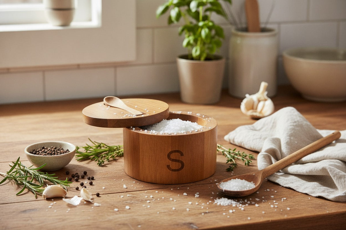 Wooden Salt/Spice Cannister with Spoon