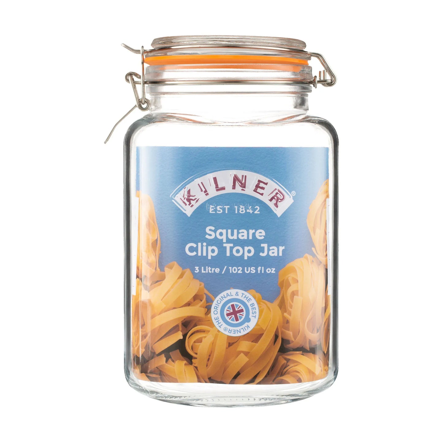 Kilner Clip Top Square Jar 3L