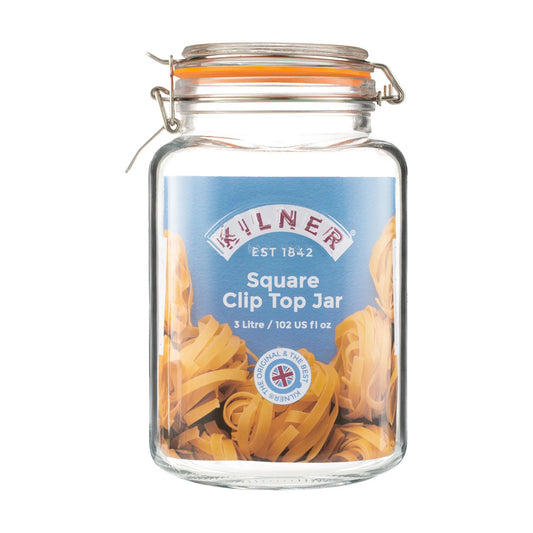 Kilner Clip Top Square Jar 3L