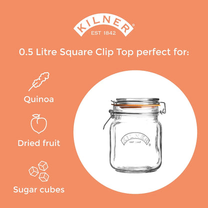 Kilner Clip Top Jar Square 500ml
