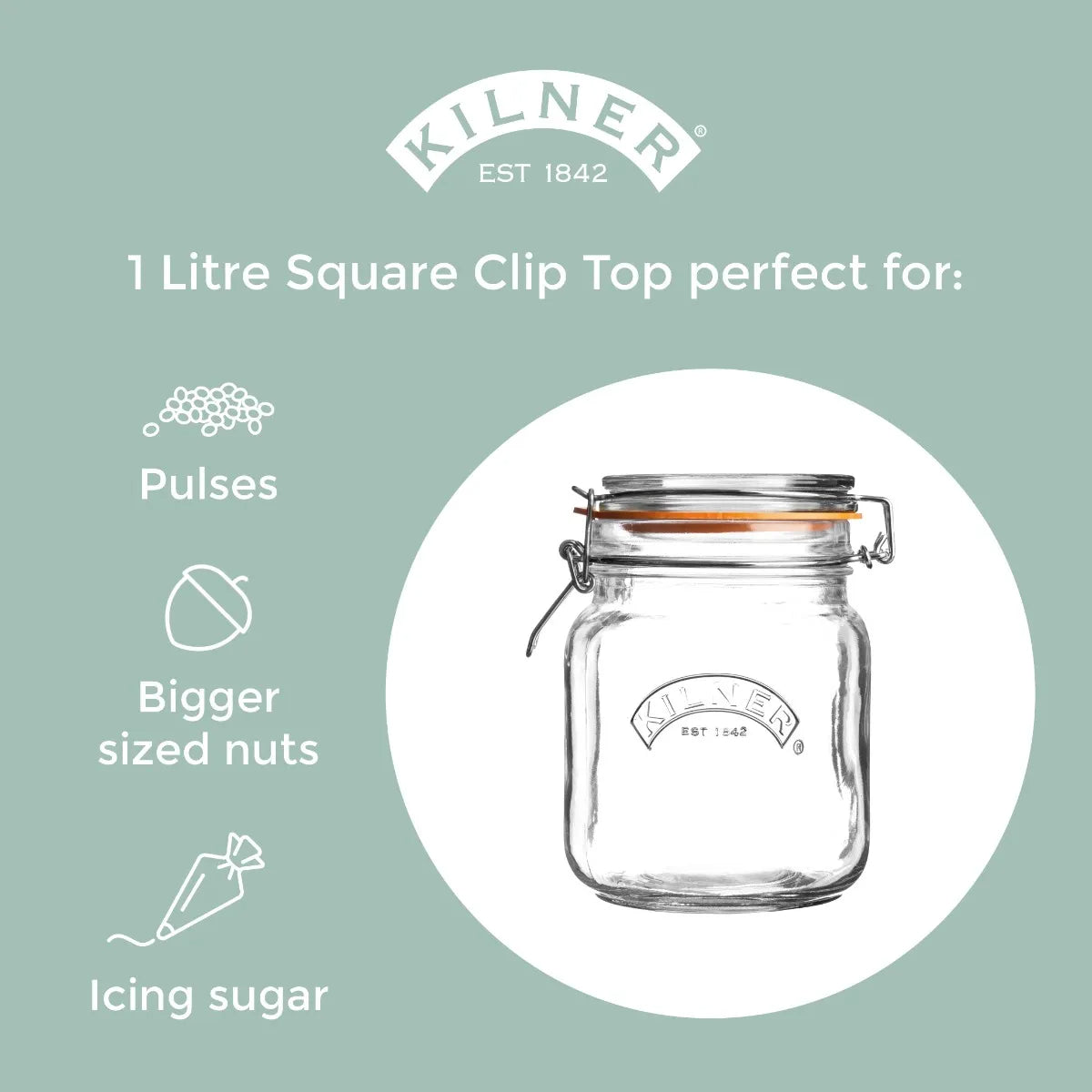 Kilner Clip Top Jar Square 1L