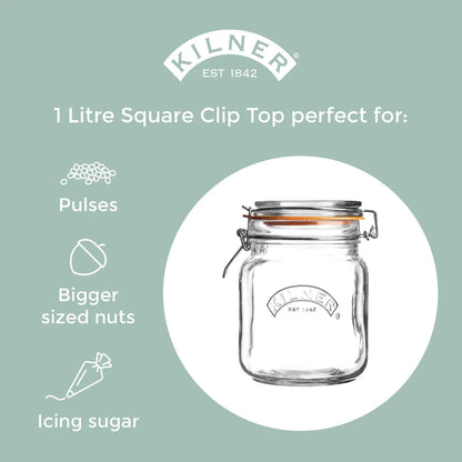 Kilner Clip Top Jar Square 1L