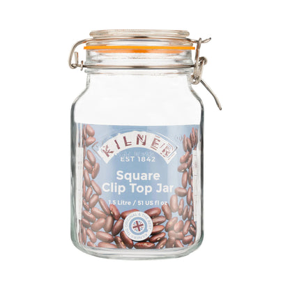 Kilner Clip Top Jar Square 1.5L