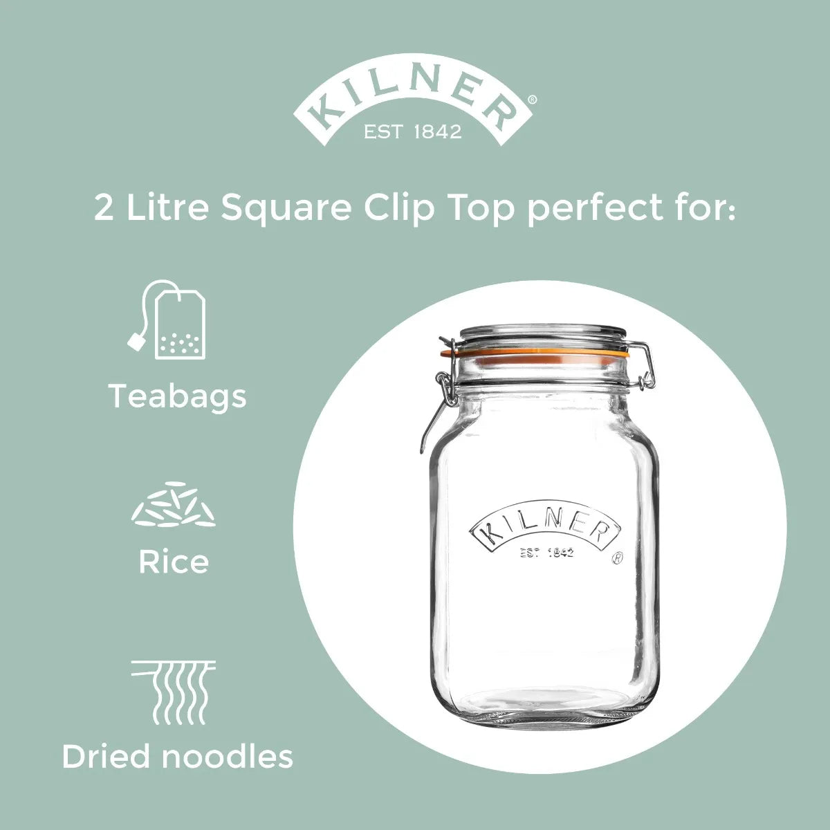 Kilner Clip Top Jar Square 2L