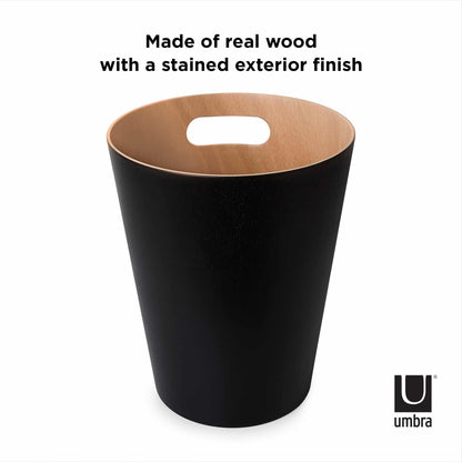 Umbra Woodrow Can Black And Natural Wood