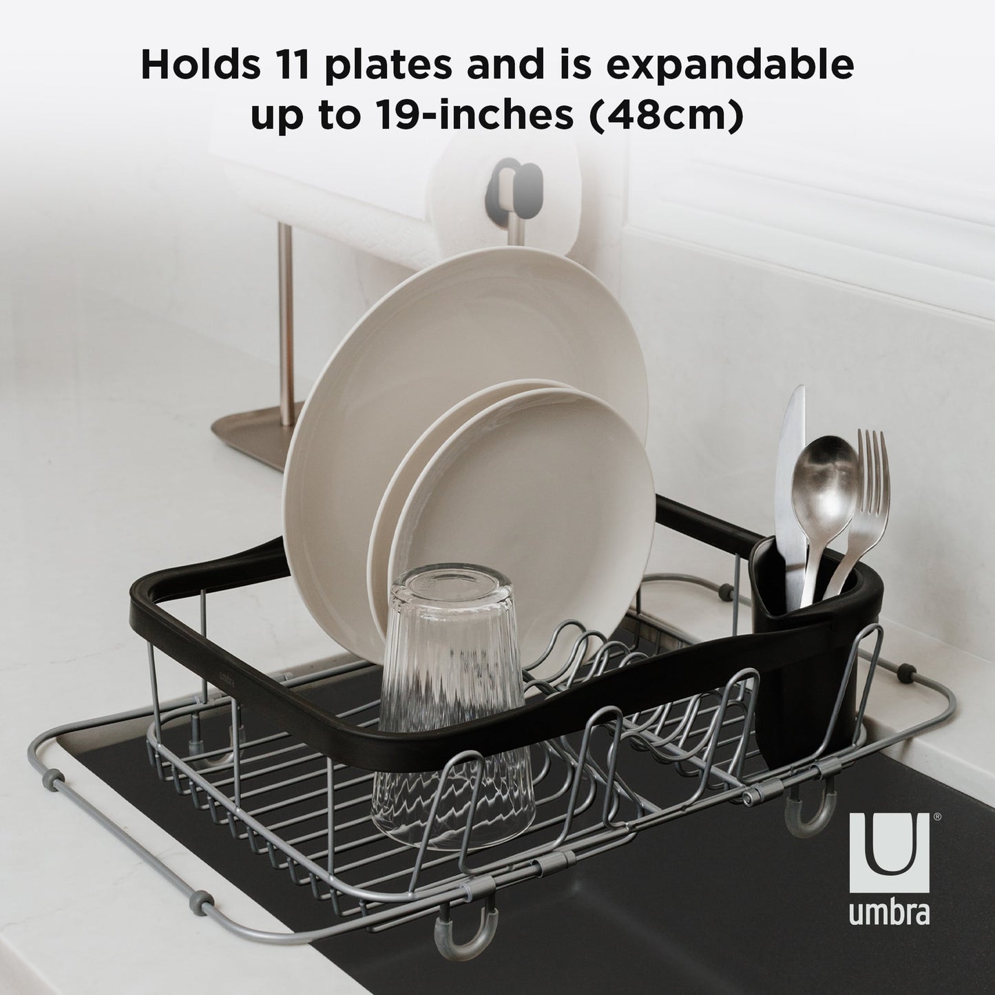 Umbra Sinkin 3 in1 Dish Rack Black & Nickel