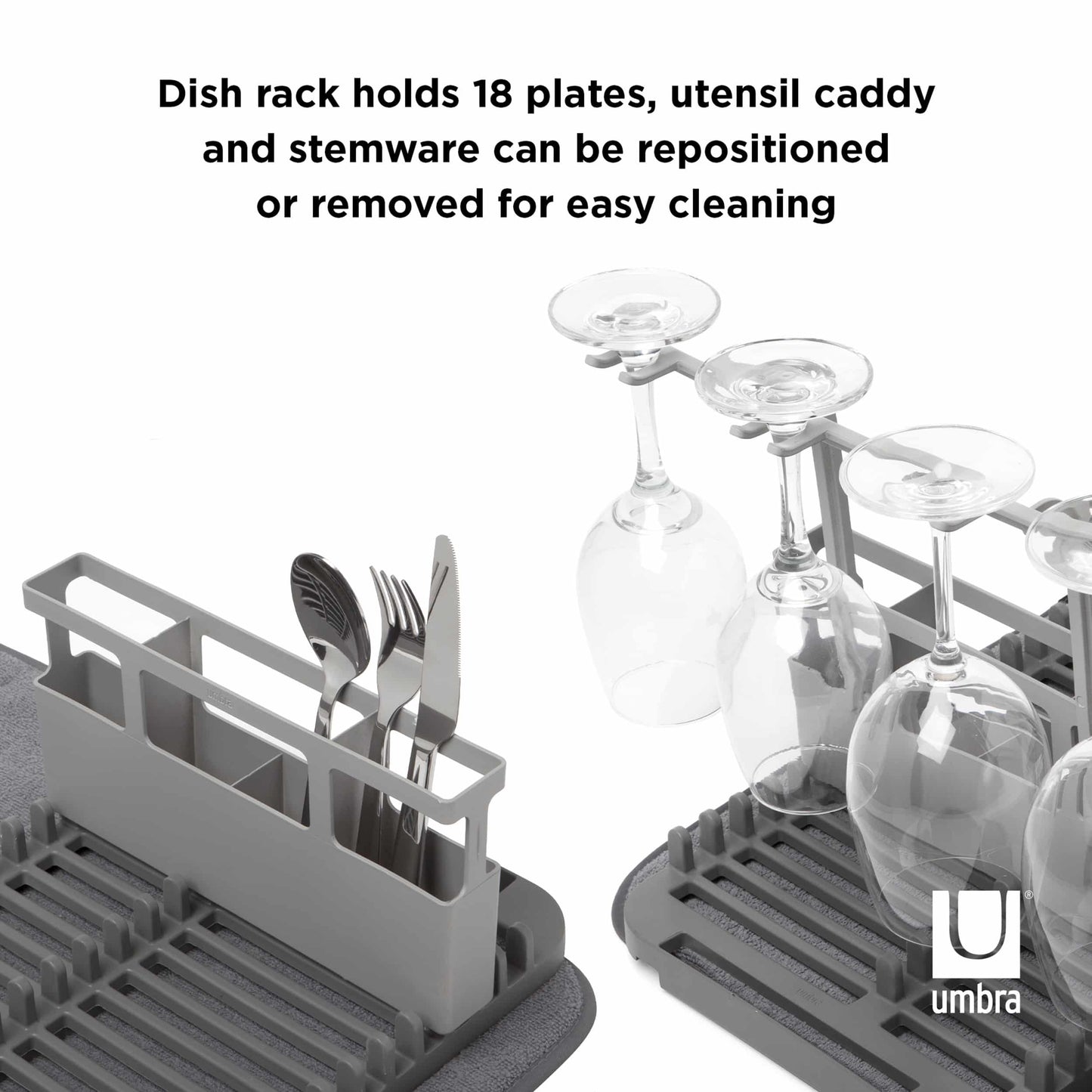 Umbra Udry Dishrack And Drying Mat Charcoal