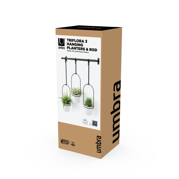 Umbra Triflora Hanging Planter Black&White Set of3
