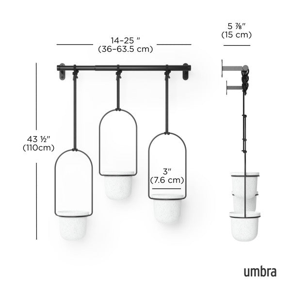Umbra Triflora Hanging Planter Black&White Set of3