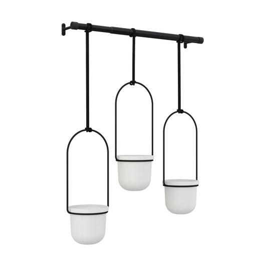 Umbra Triflora Hanging Planter Black&White Set of3