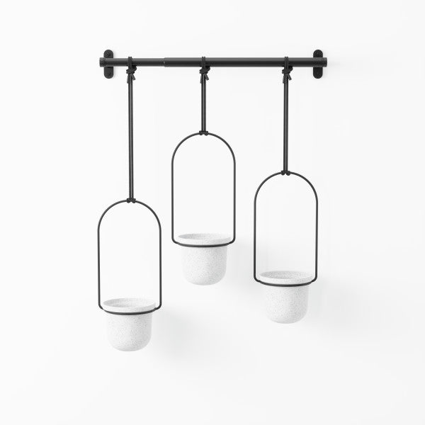 Umbra Triflora Hanging Planter Black&White Set of3