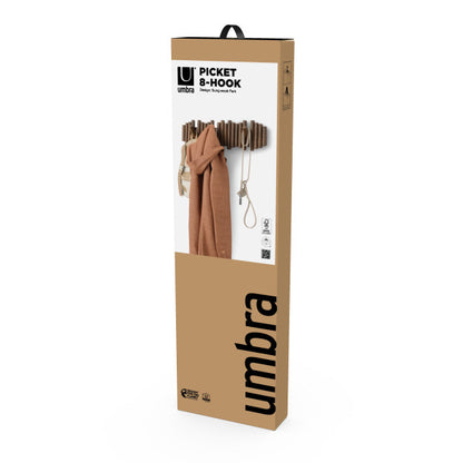 Umbra Picket 8 Hook Aged Walnut