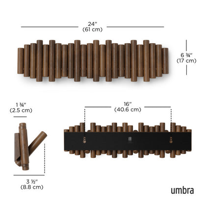 Umbra Picket 8 Hook Aged Walnut