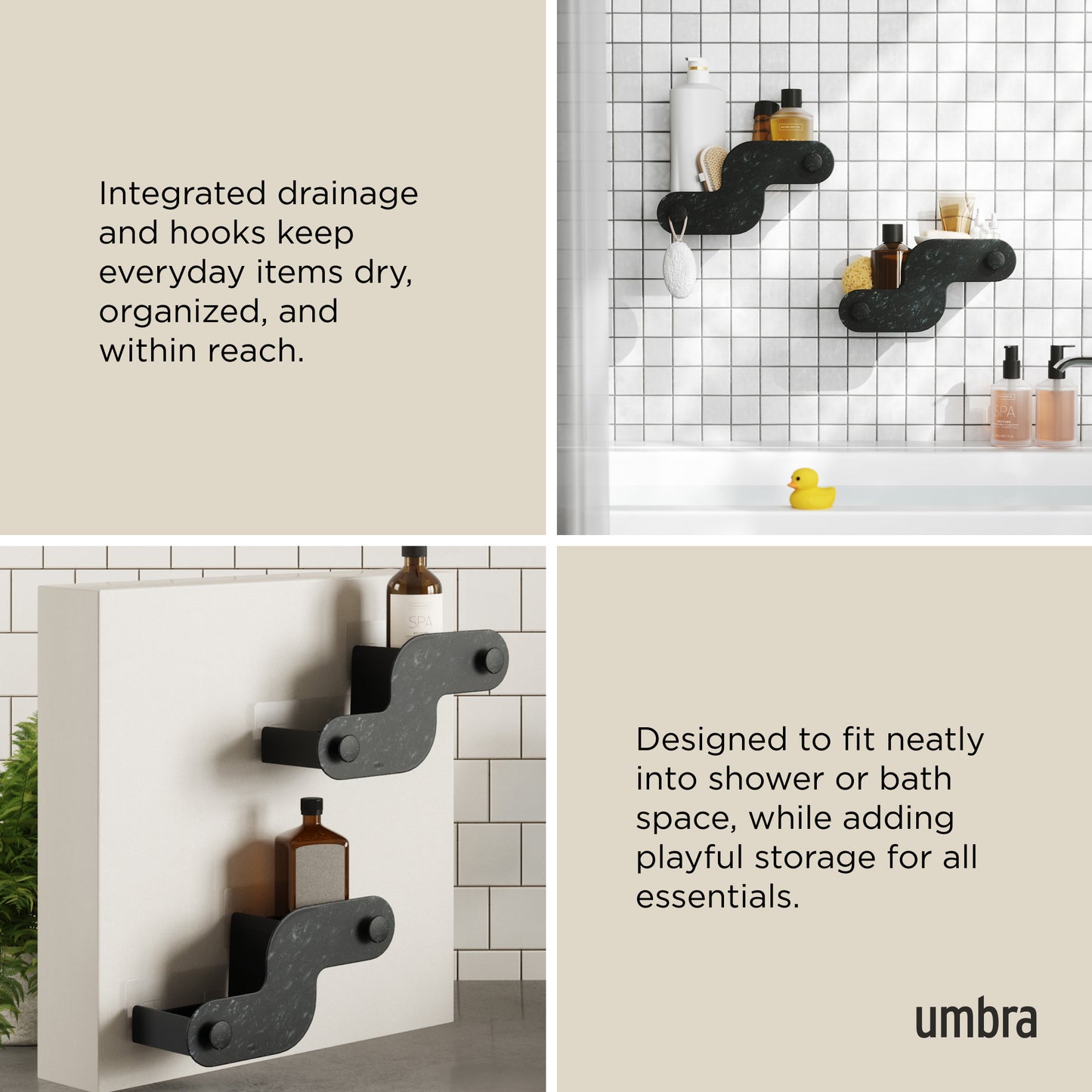 Umbra Nami Adhesive Bin Ocean Black Set of 2