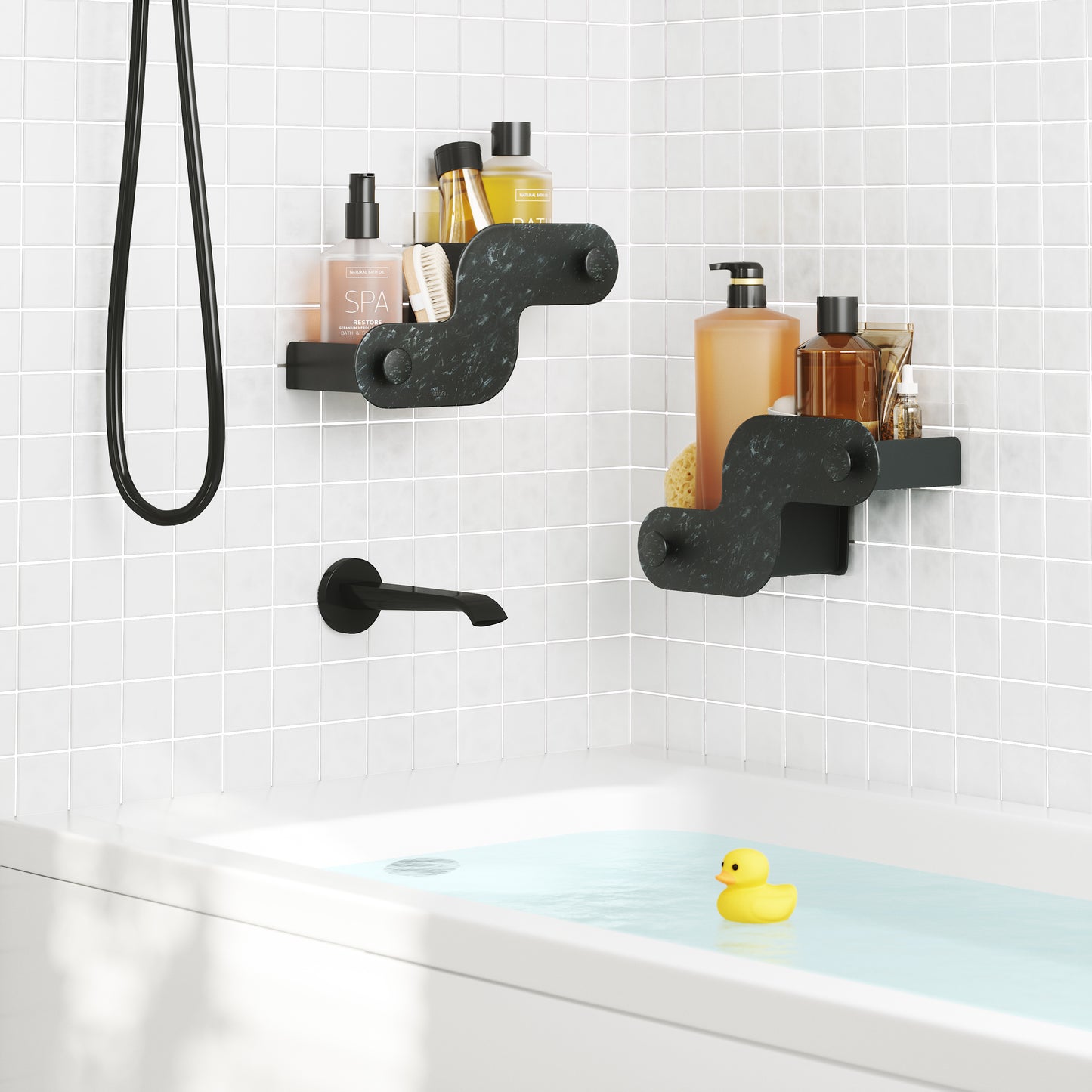 Umbra Nami Adhesive Bin Ocean Black Set of 2
