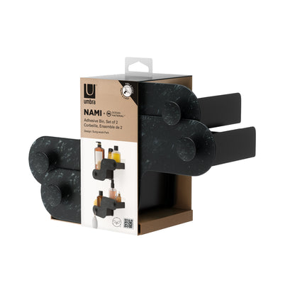 Umbra Nami Adhesive Bin Ocean Black Set of 2