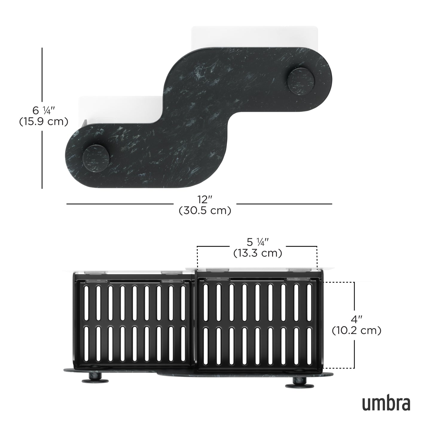 Umbra Nami Adhesive Bin Ocean Black Set of 2