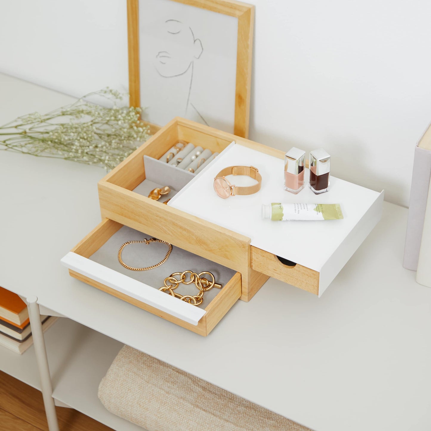 Umbra Stowit Jewelry Box White And Natural