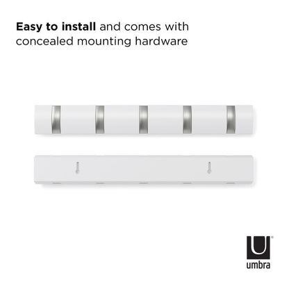 Umbra Flip Hook Set of 5 White High Gloss