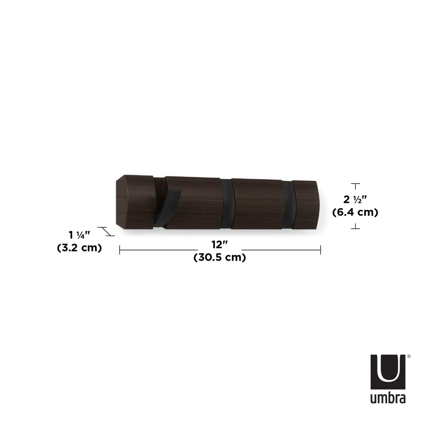 Umbra Flip Hook Set of 3 Black & Walnut