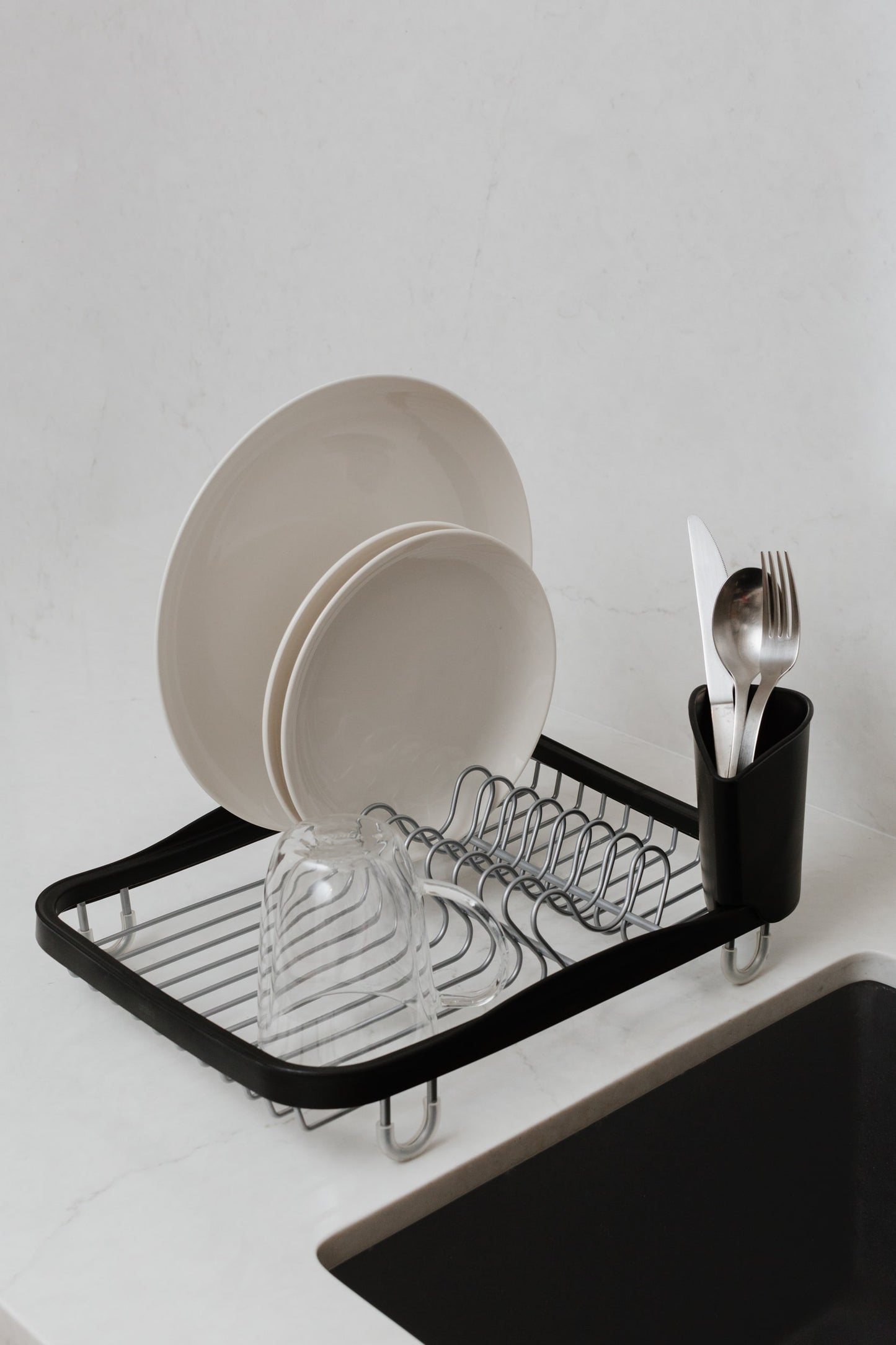 Umbra Sinkin Dish Rack Smoke & Nickel