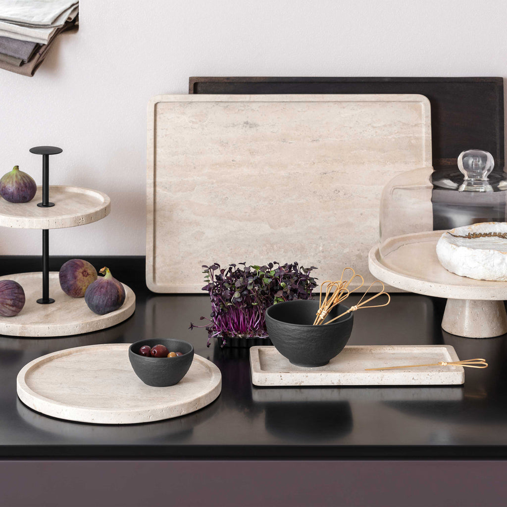 Manufacture Travertine Serving Platter Round