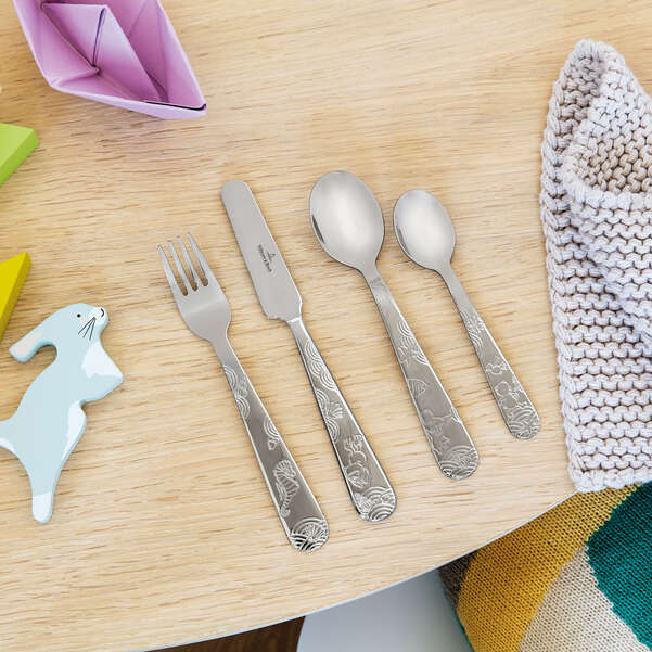 Happy Bear Childrens Cutlery Set of 4