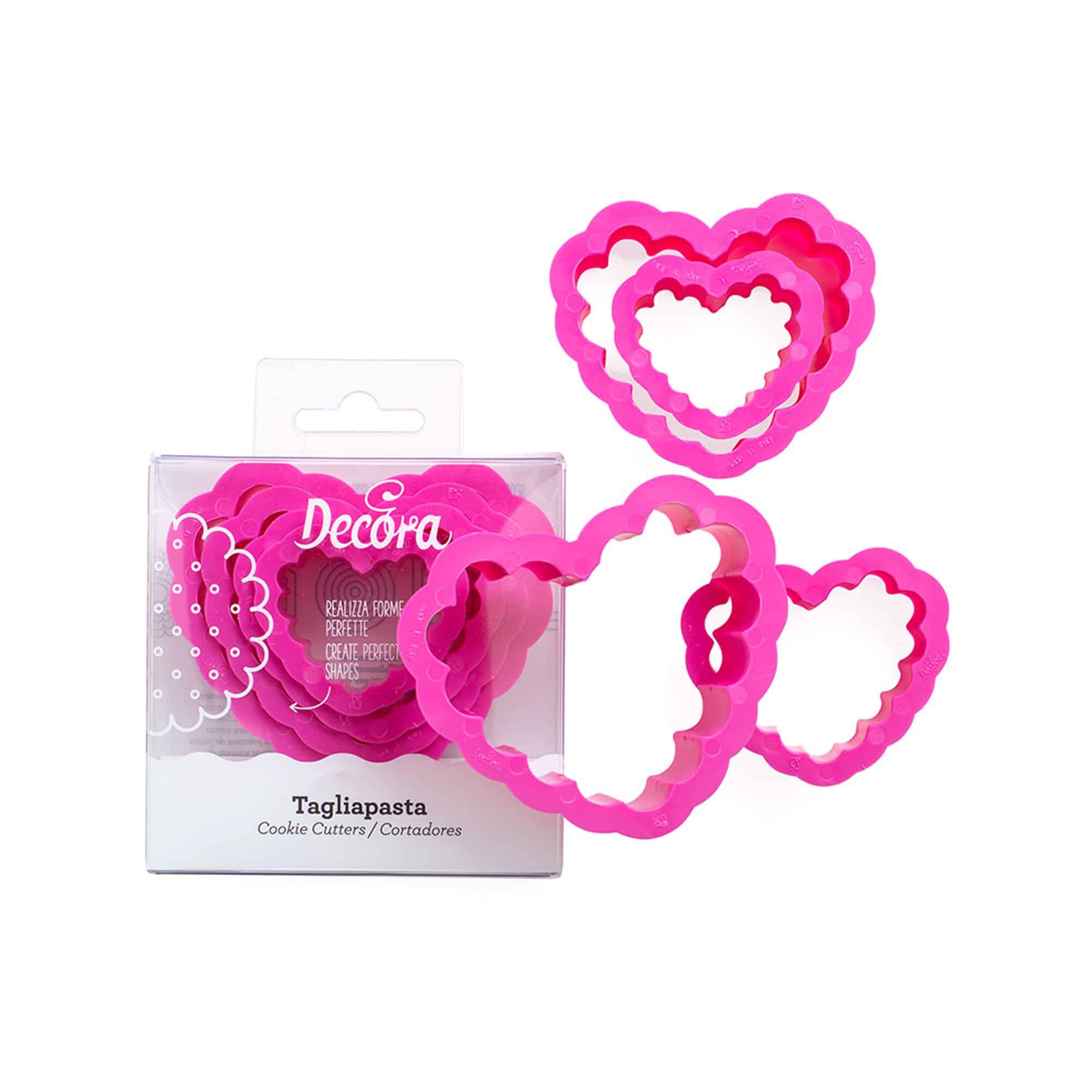 Decora Cookie Cutters Heart Scalloped Set of 4
