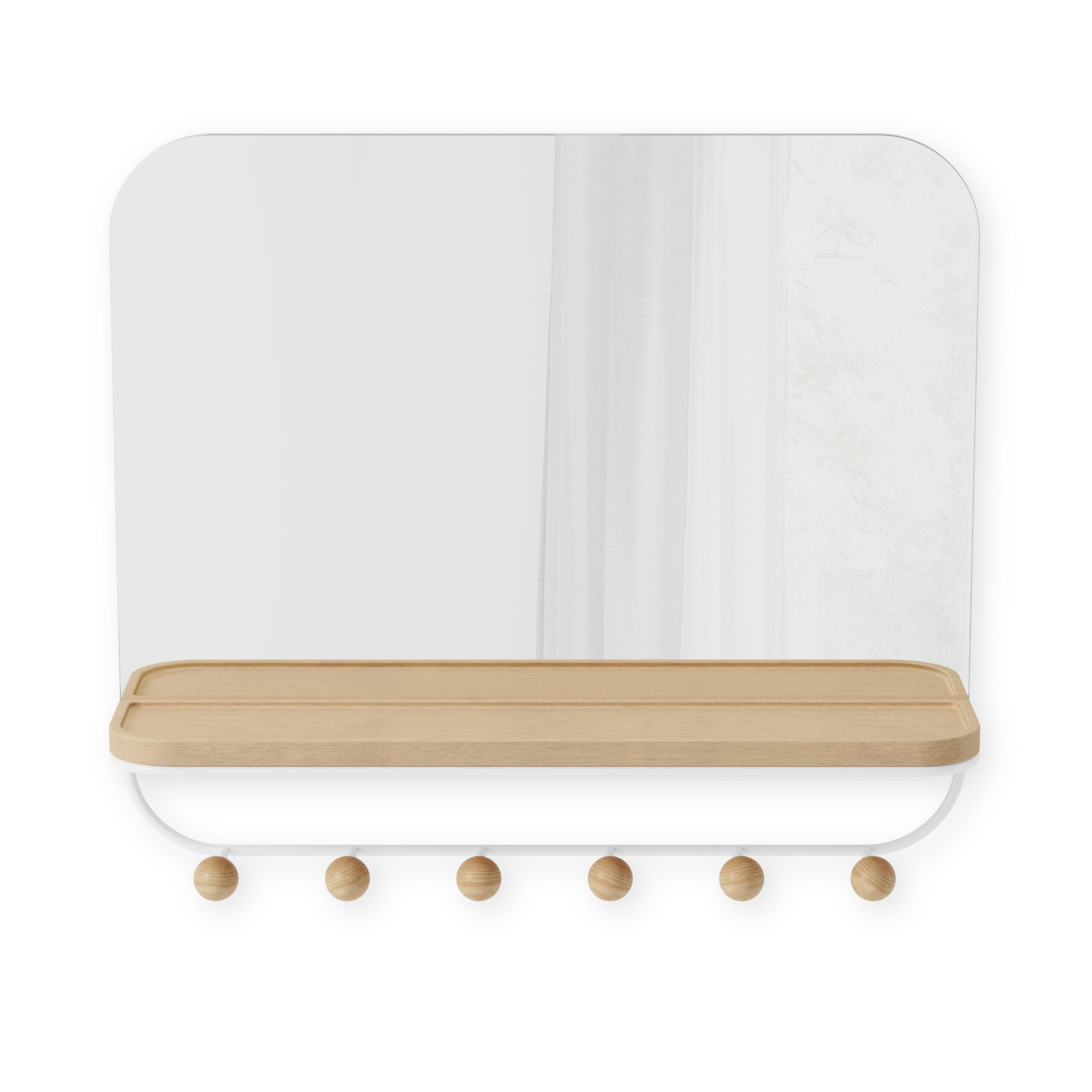 Umbra Estique Mirror with Hooks White