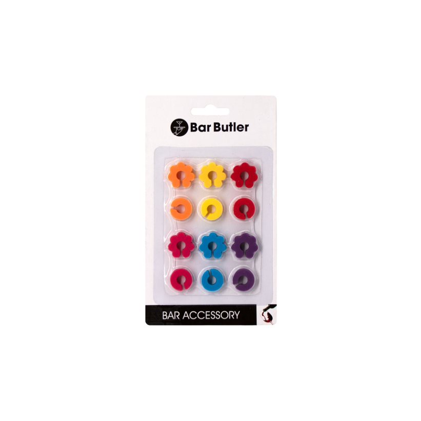 Bar Butler Wine Glass Colored Silicone Markers 12