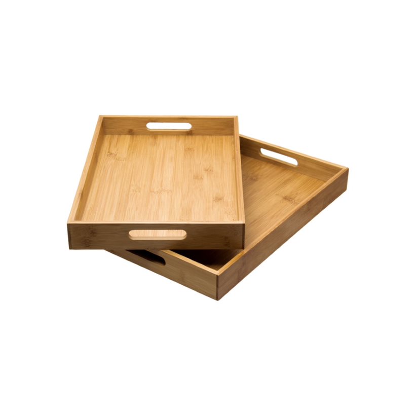 Regent Bamboo Tray with Handle 2Pc Set 410x281x51