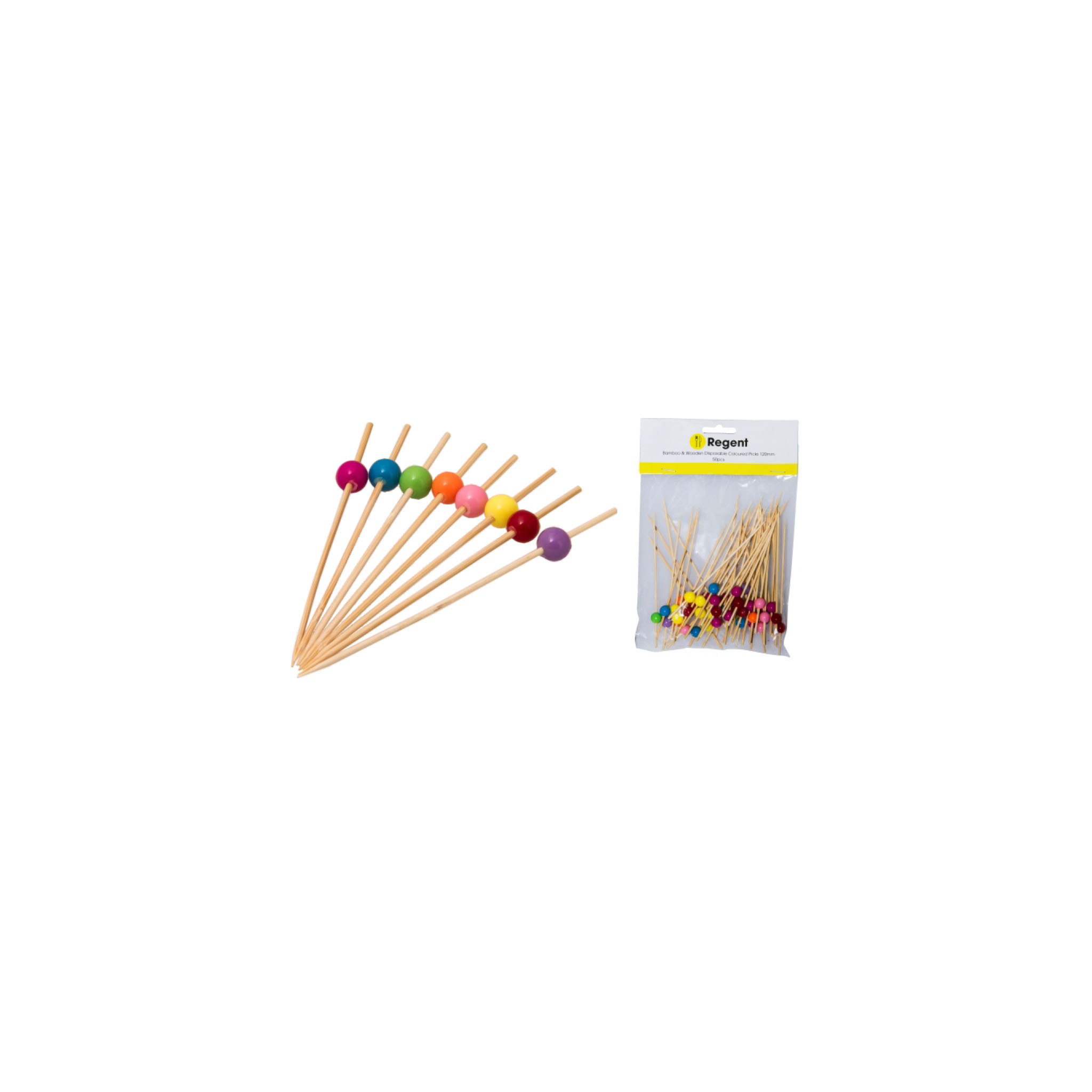 Bamboo Disposable Picks with Coloured Beads