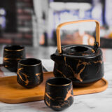 Kintsugi Teapot & Tea Cups Set Black