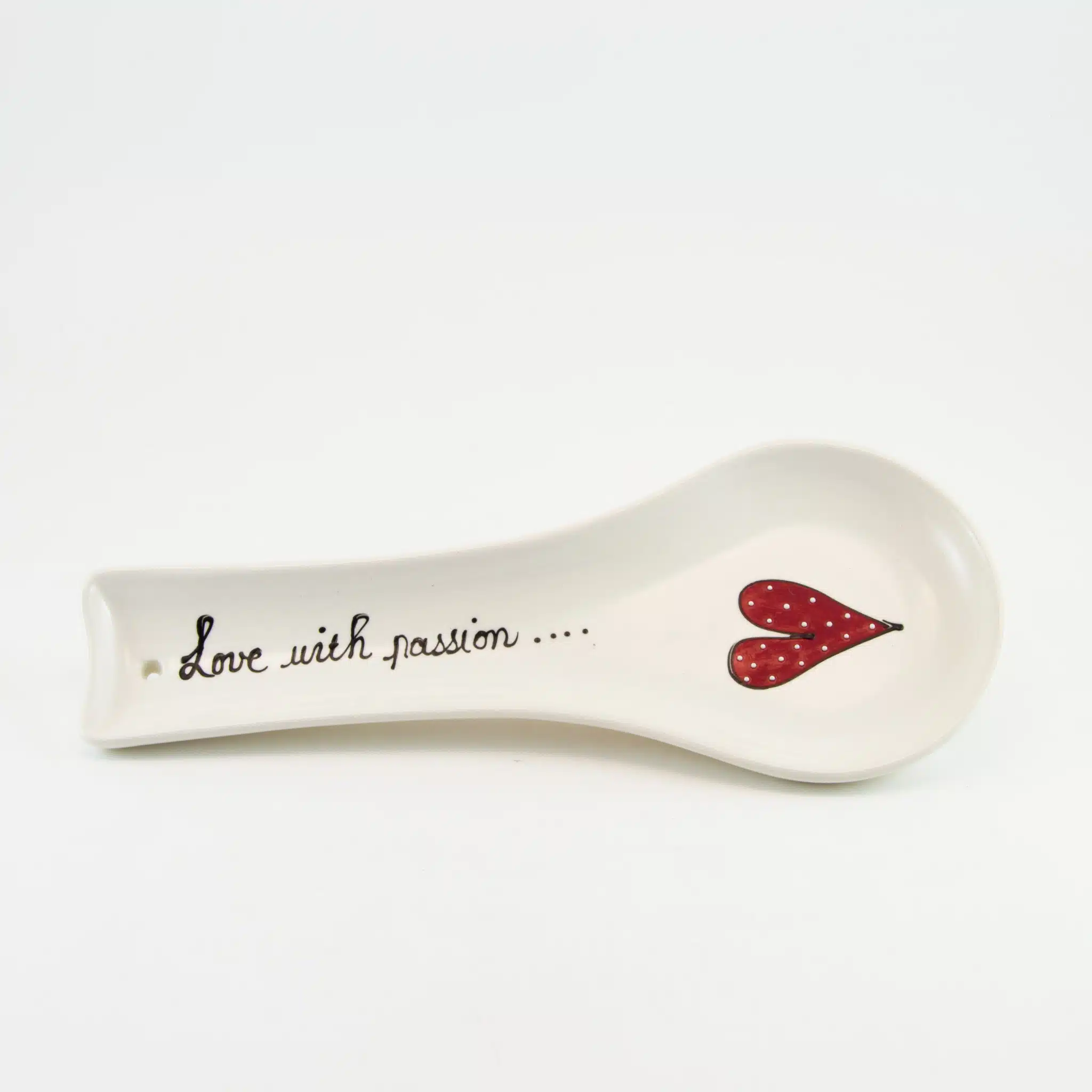 Spoon Rest Flat Heart & Words Red