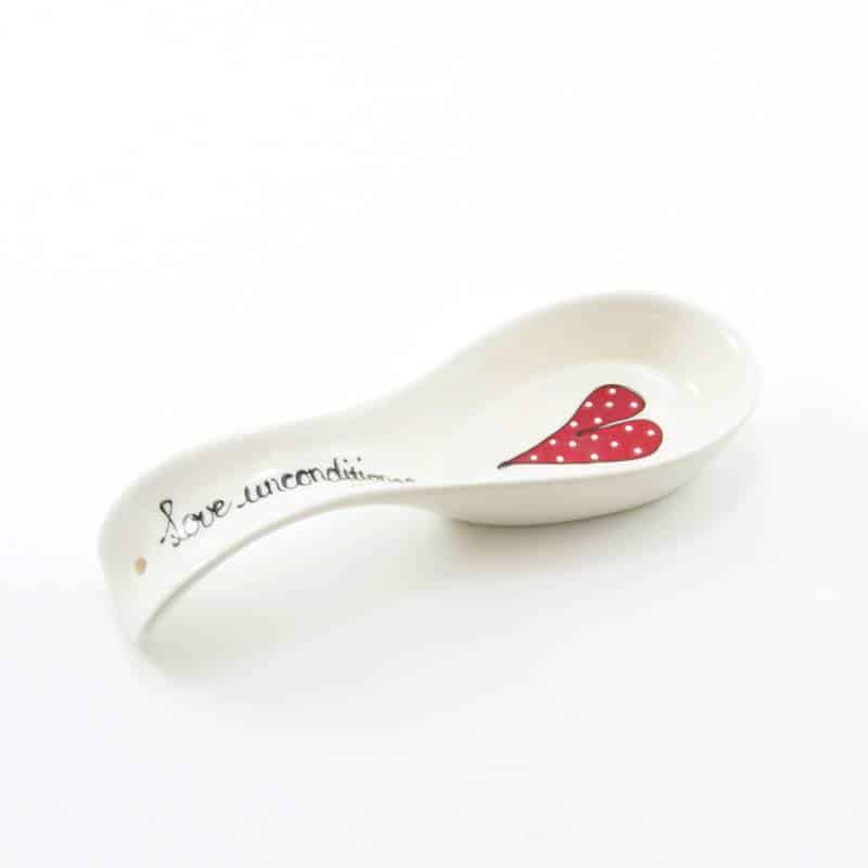 Spoon Rest Deep Heart & Words Red