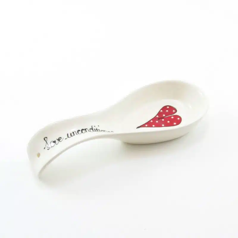Spoon Rest Deep Heart & Words Red