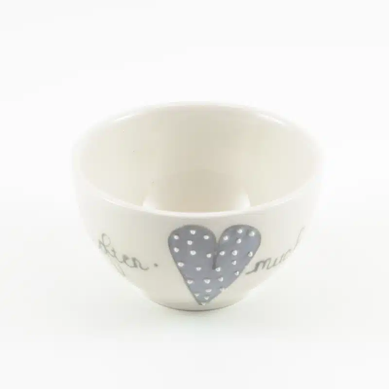 Bowl Small Heart & Words Grey