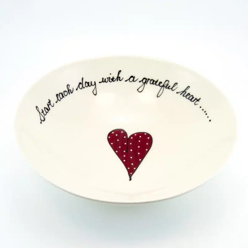 Pasta Bowl Large Heart & Words Red