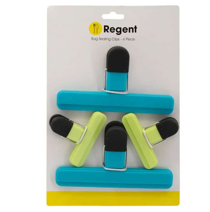 Regent Bag Sealing Clips 2 large 2 Small Mixed Col