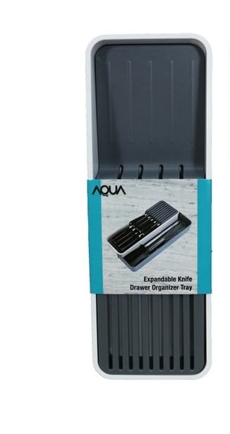 Aqua Expandable Knife Drawer Organizer Tray