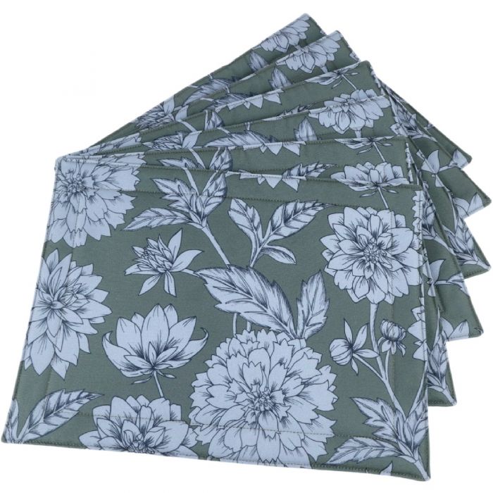 Placemats Dahlia Blooms Amazon Green Set of 6