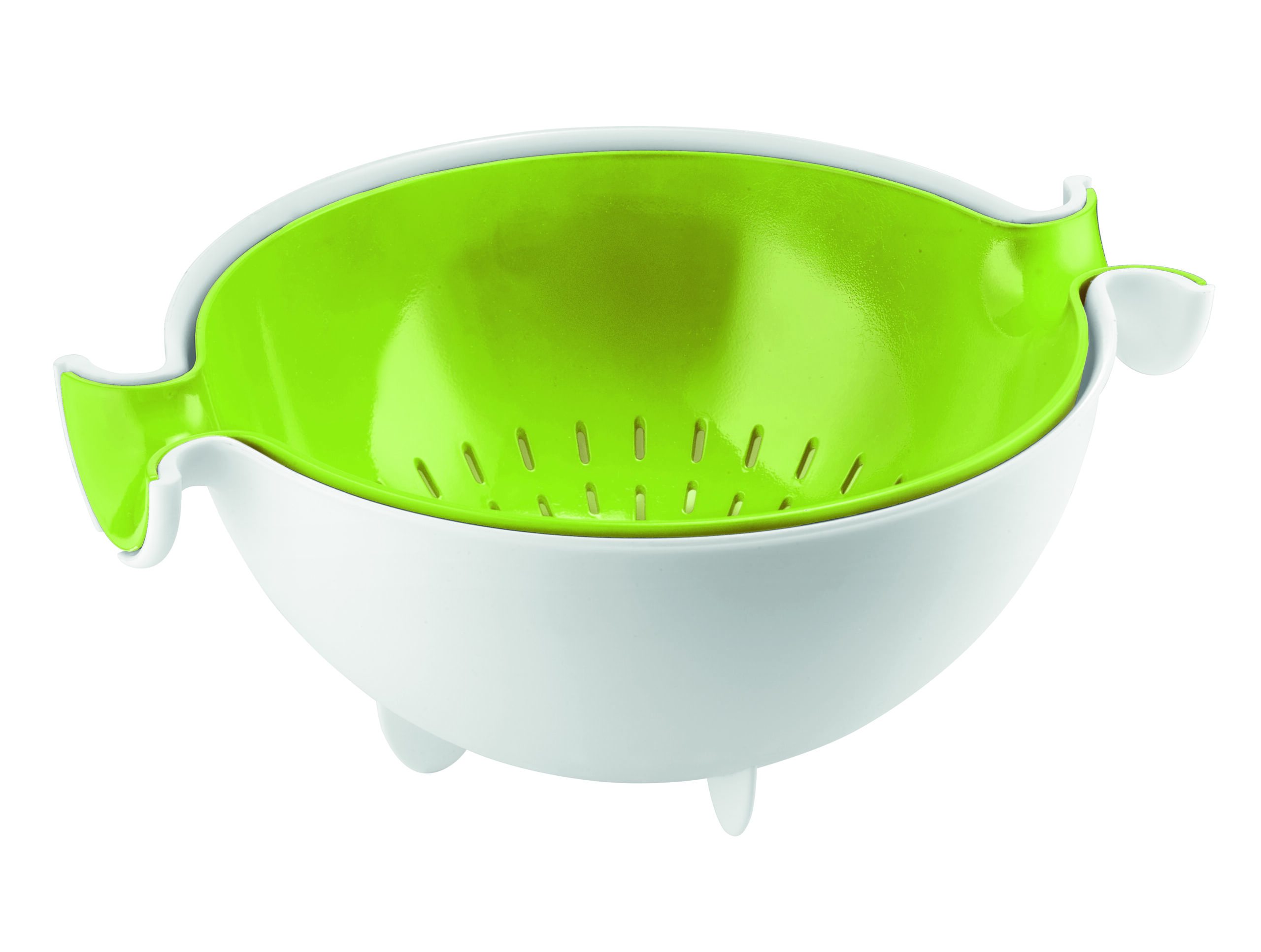 Guzzini Spin&Drain Colander&Bowl Set White&Green